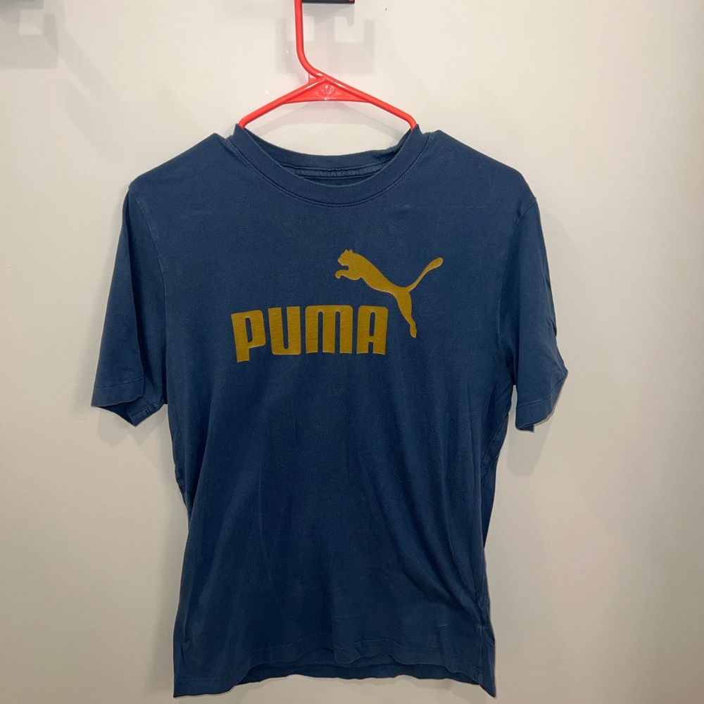 Puma Men's Logo Blue T-Shirt Small